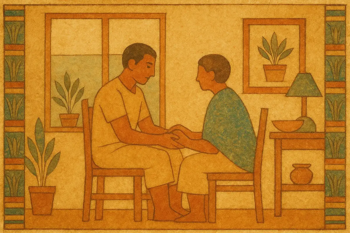 따뜻한 대화를 나누는 두 사람 일러스트