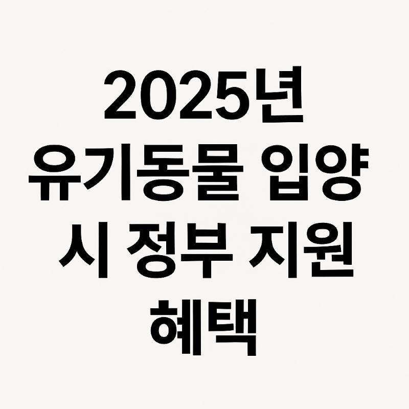 2025년 유기동물 입양 시 정부 지원 혜택