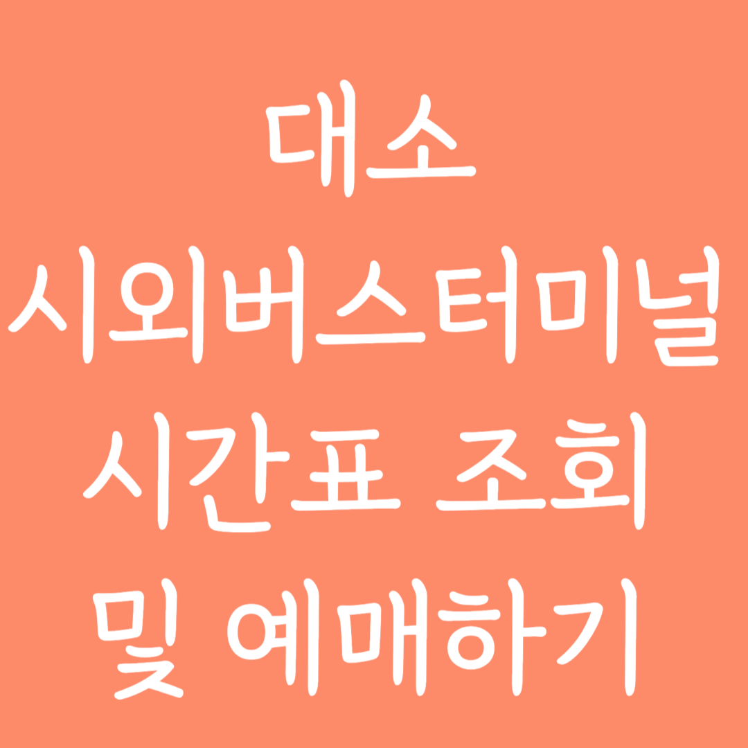 대소 시외버스터미널 시간표 조회 및 예매하기