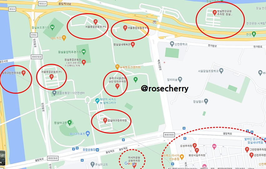 서울종합운동장-주차장과-주변주차장-지도-더많은-주차장리스트