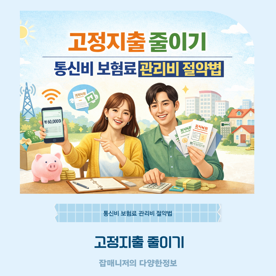 고정지출 줄이기, 통신비 보험료 관리비 절약법