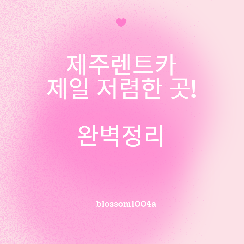 제주도 렌트카 저렴한 곳 추천! 제일 저렴한 곳은?