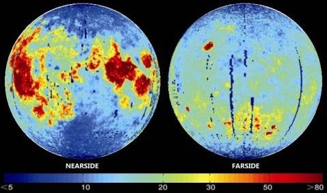 달에 분포되어 있는 헬류3 지도