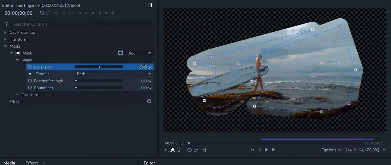 filmorapro shape of mask