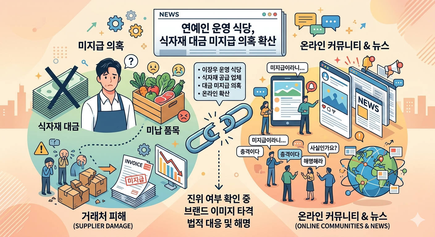 이장우 식당 식자재 대금 미지급 논란
