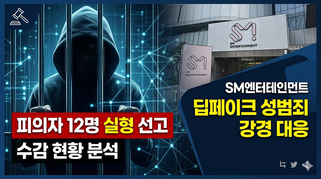 SM엔터테인먼트 딥페이크 성범죄 강경 대응: 피의자 12명 실형 선고 및 수감 현황 분석