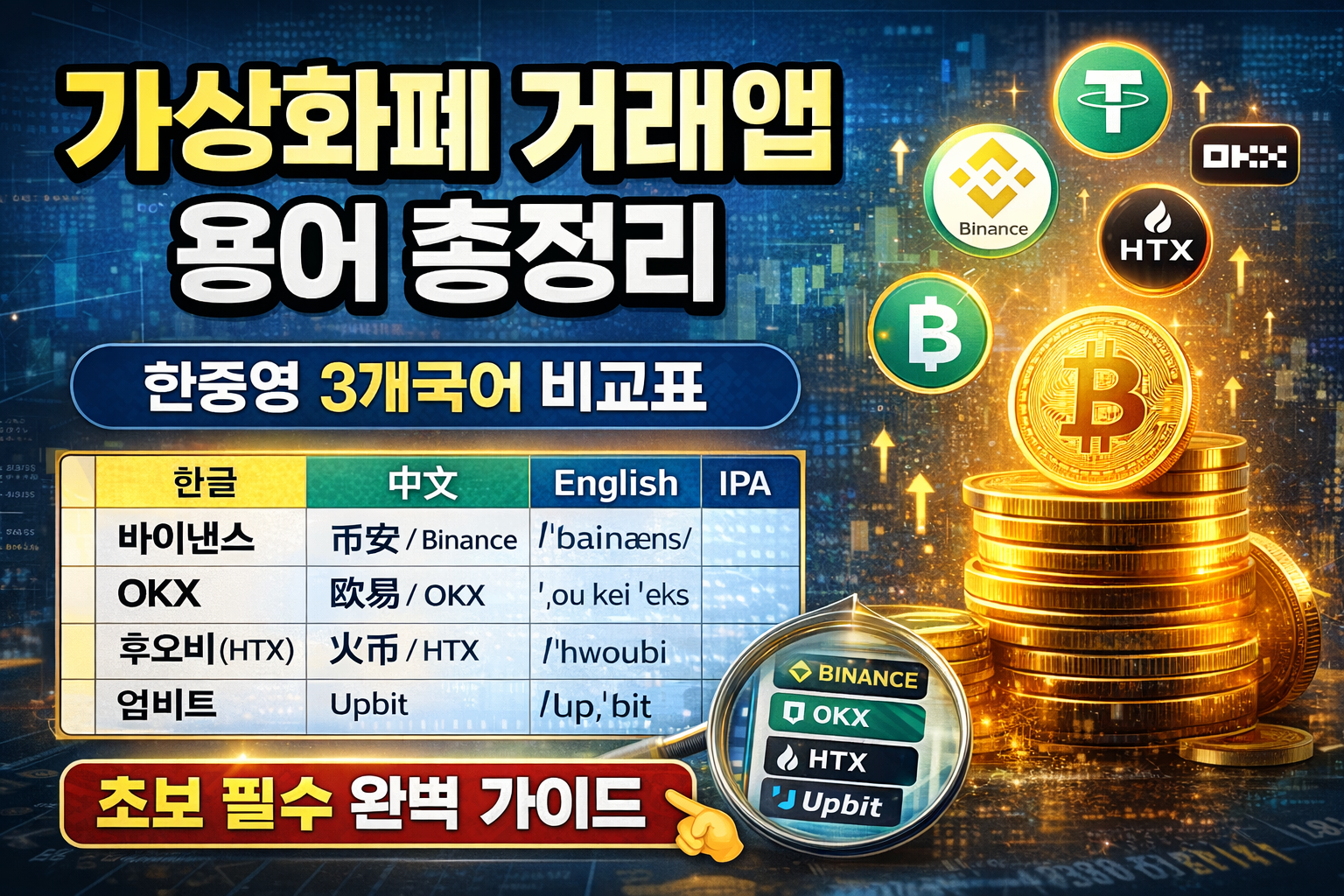 가상화폐 거래앱 완벽 정리 (한중영 대조표) ❘ USDT, 바이낸스, OKX 실전 가이드