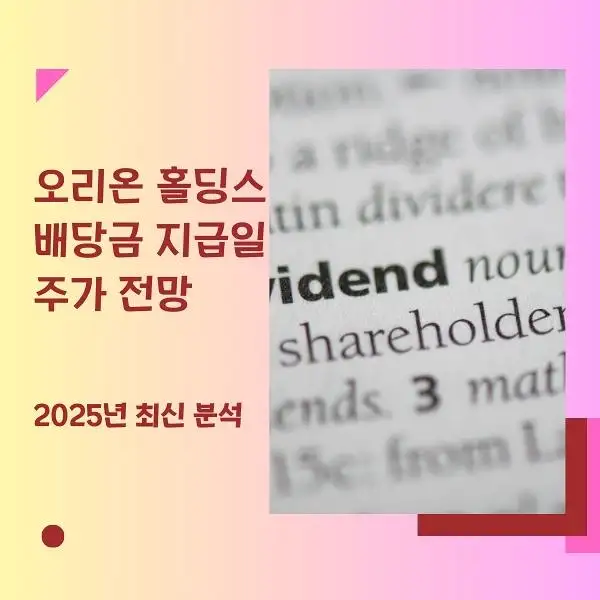 오리온 홀딩스 배당금 지급일