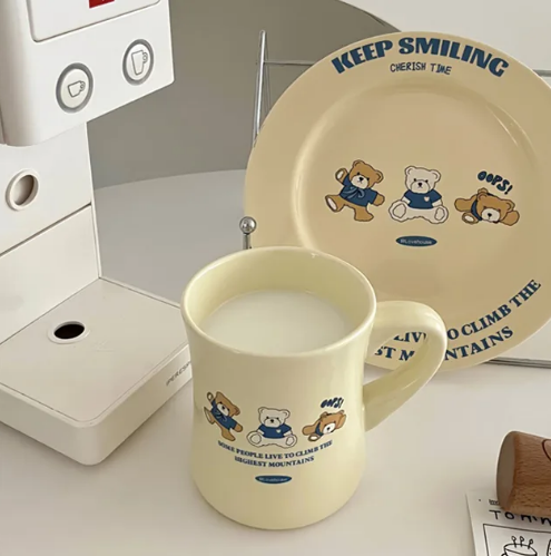 퍼니키친 블루 곰돌이 접시&amp;머그컵