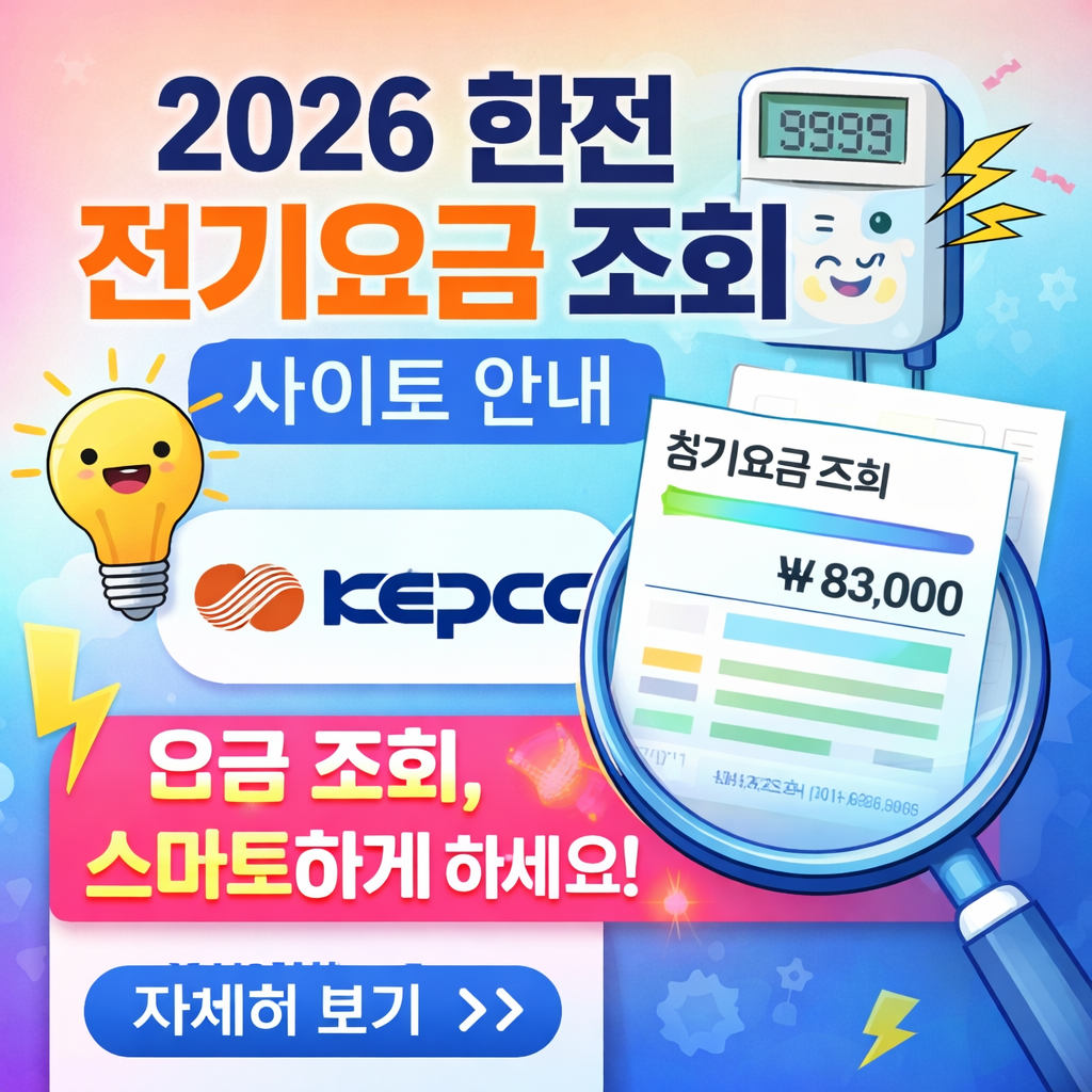 2026년 한국전력공사(한전) 전기요금 조회 사이트 완전 정복! 사이버지점, 스마트한전 앱, 모바일 전기요금 확인법과 절약 방법, 요금 이상 시 대처법, 고객센터, 할인제도, FAQ까지 한 번에 확인해보세요.