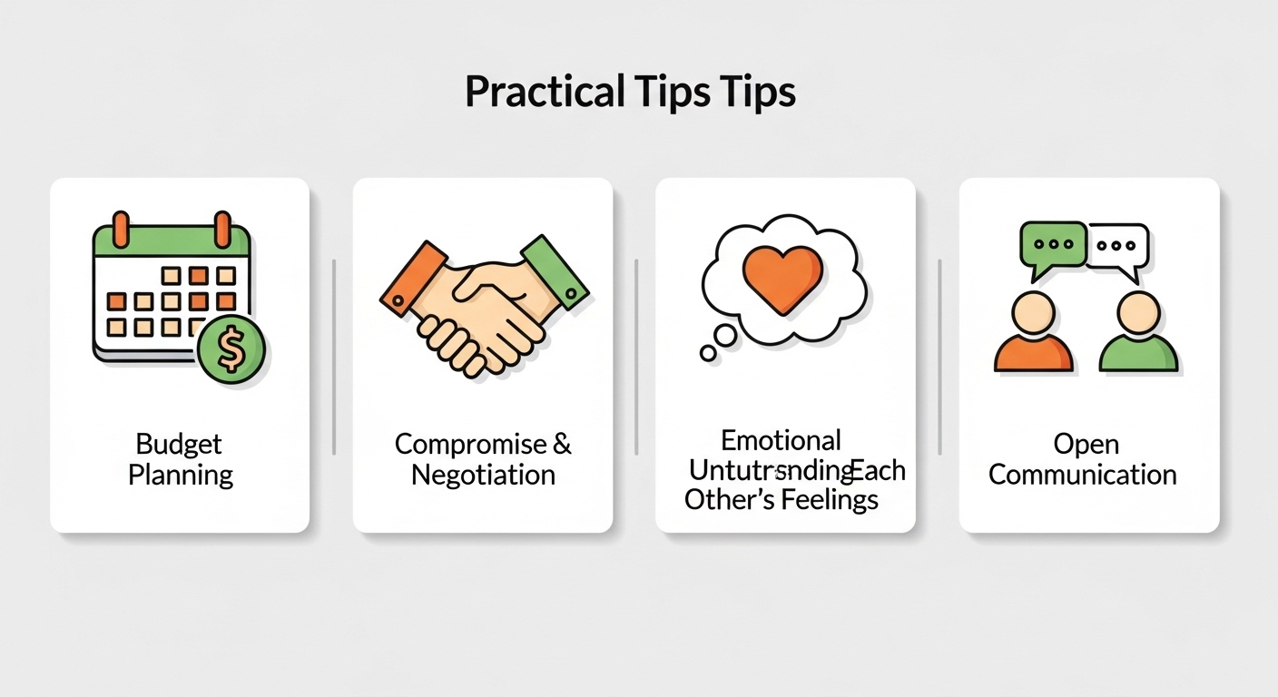 테토녀와 에겐남 커플을 위한 실전 연애 꿀팁 4가지를 상징하는 그래픽 아이콘.