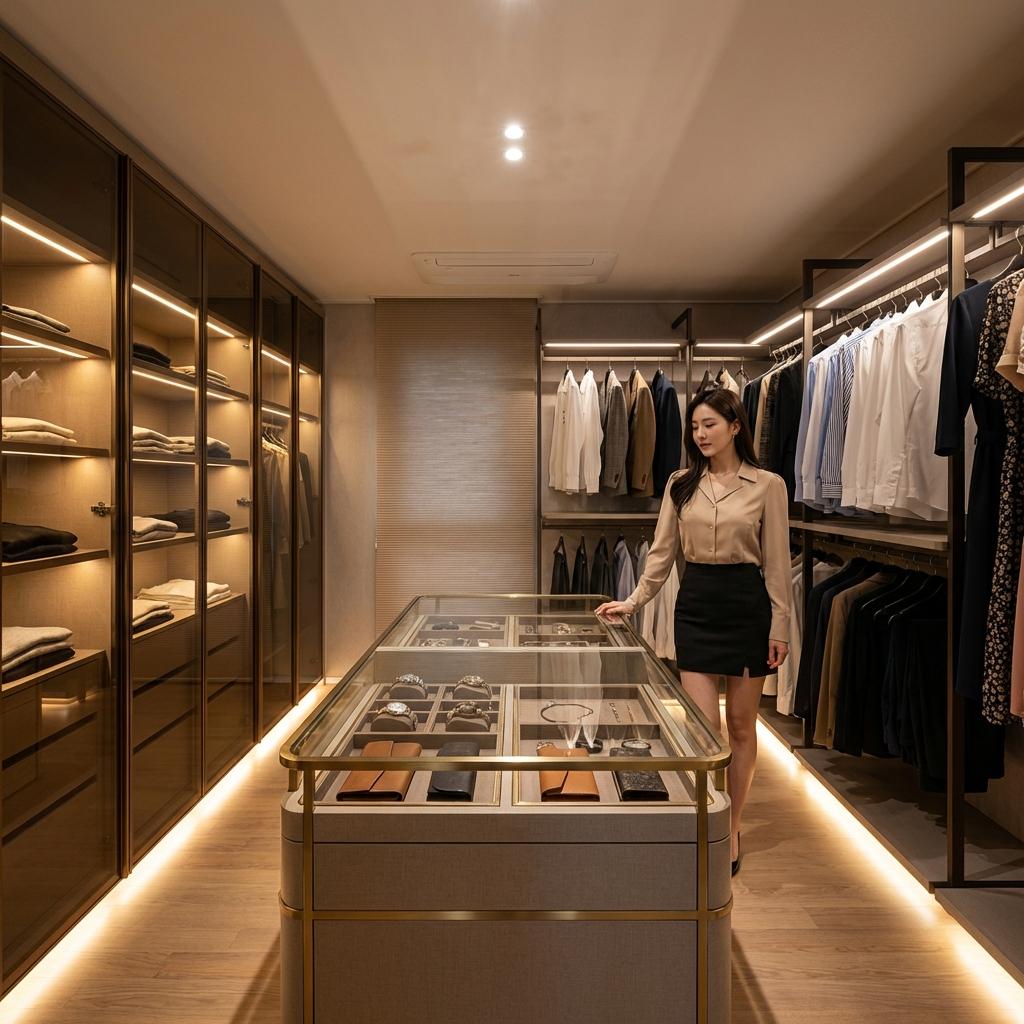 40평대 아파트 안방 드레스룸 효율적 동선 설계