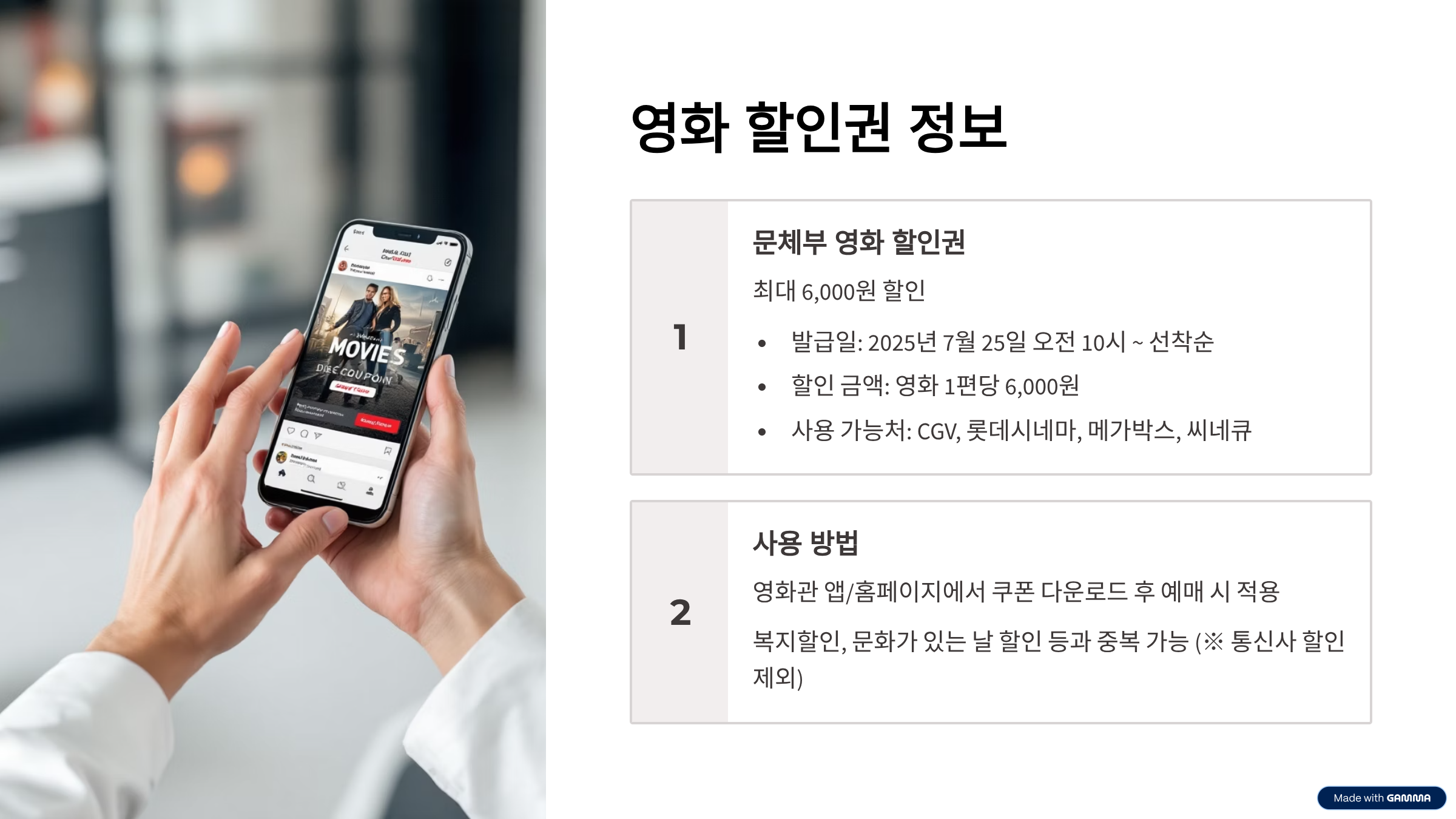 정부 지원 영화 관람 6천 원 할인권 발급 방법