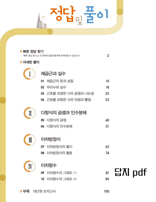 라이트쎈 3-1 목차