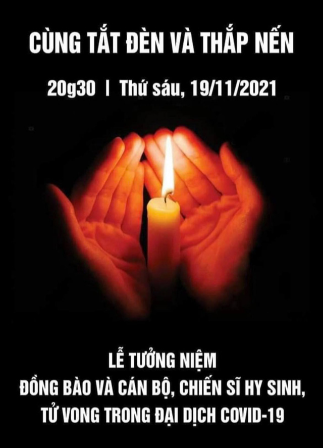 베트남의 코로나-19 희생자 추모식 배너