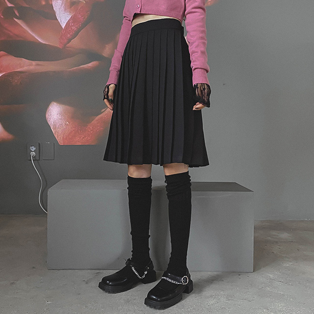 플리츠 레트로 미디스커트 a라인 밴딩스커트 테니스스커트