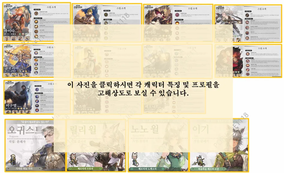 캐릭터 스킬표