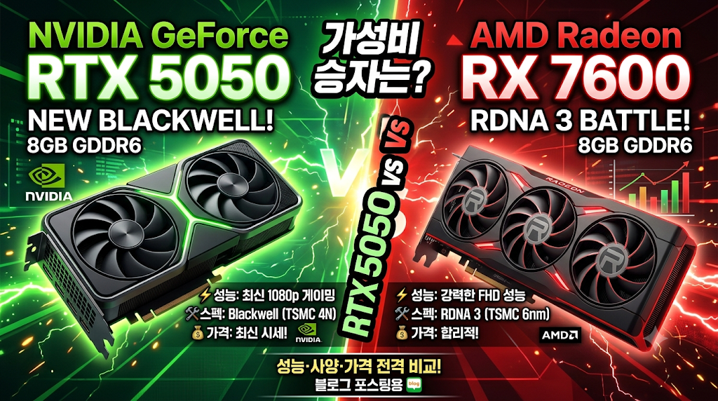 NVIDIA GEFORCE RTX 5050 vs AMD RADEON RX 7600 가성비 승자는?