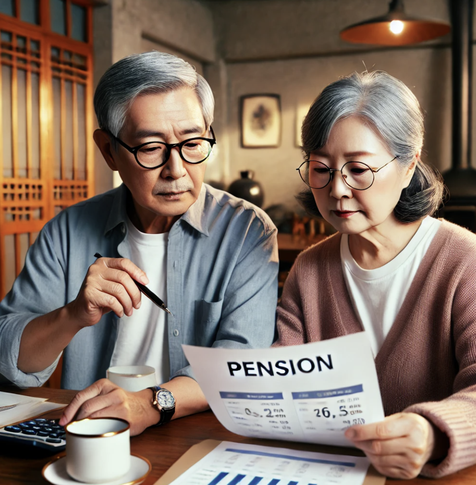 연금 및 재정 계획을 검토하는 모습