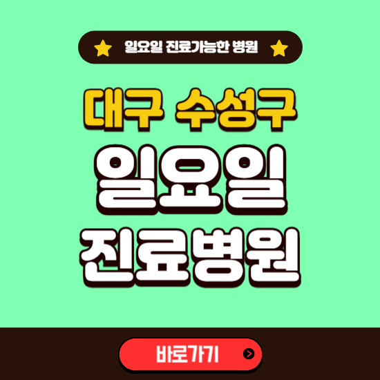 대구 수성구 일요일 진료 가능한 병원 ❘ 주말 문여는 곳 총정리 (소아과, 내과, 안과, 치과, 피부과, 정형외과, 산부인과)