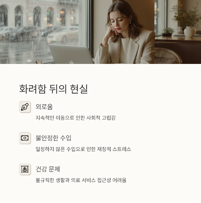 화려함 뒤의 현실과 어려움