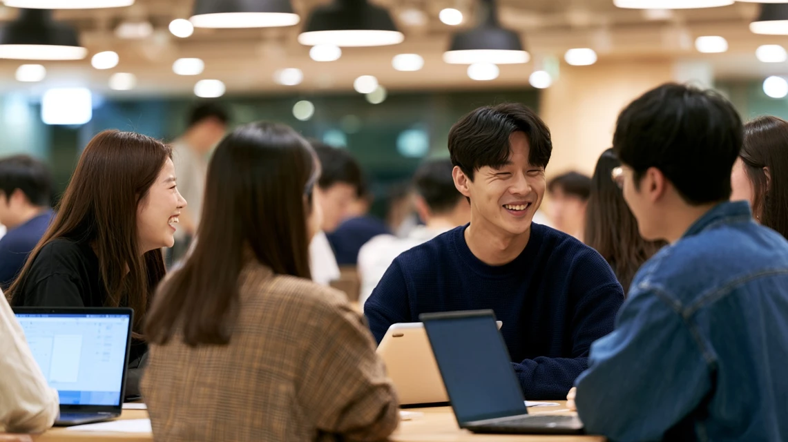 혼자 스터디룸 밖에서 고민하는 모습