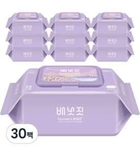 배냇짓 파머스루트 바이올렛70 아기 물티슈 캡형&#44; 72매&#44; 30팩