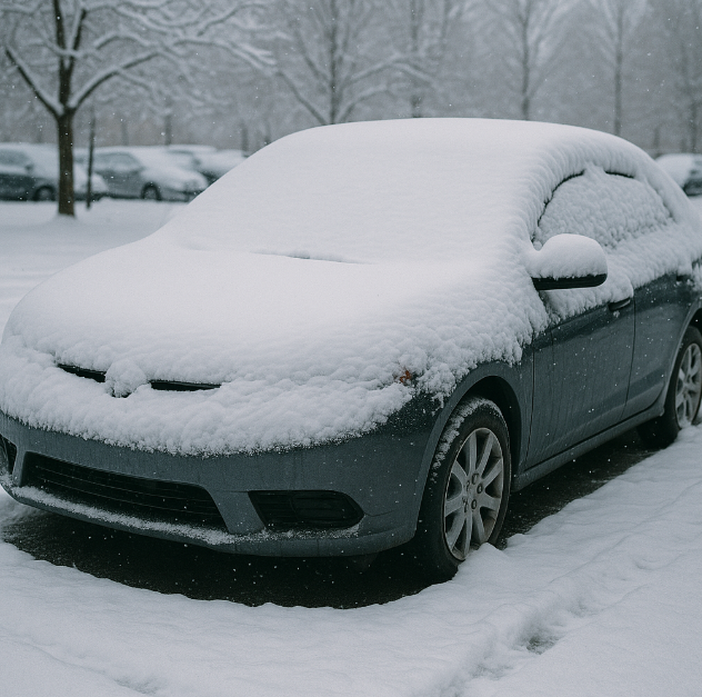 눈 쌓인 차 사진