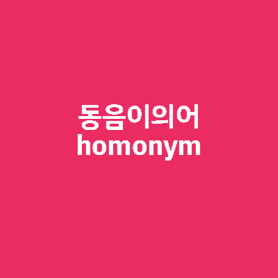 동음이의어의 뜻과 종류