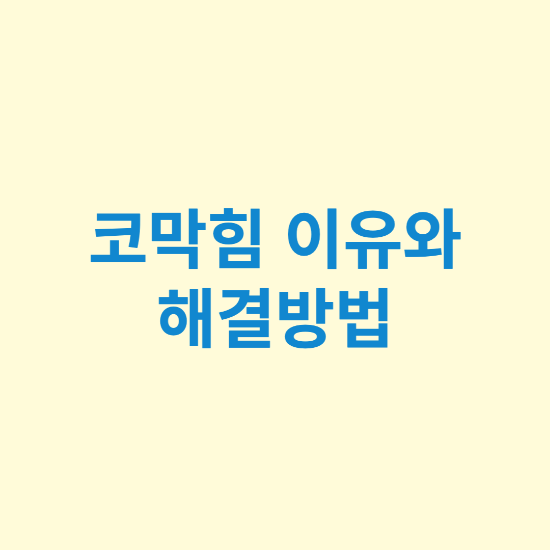 코막힘 이유와 해결방법