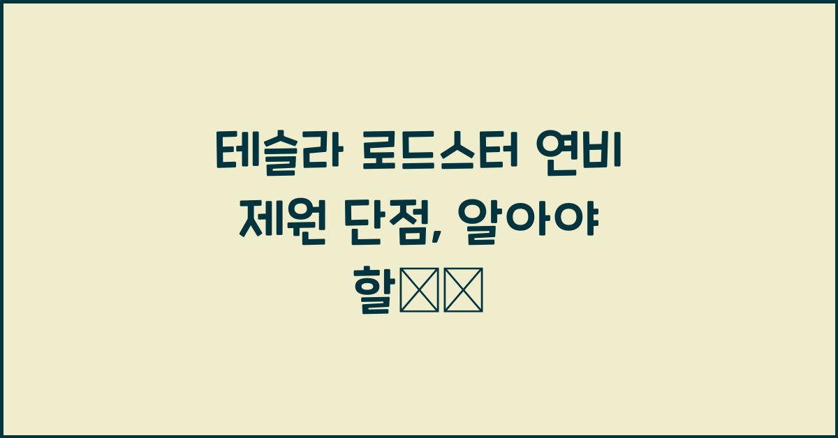 테슬라 로드스터 연비 제원 단점
