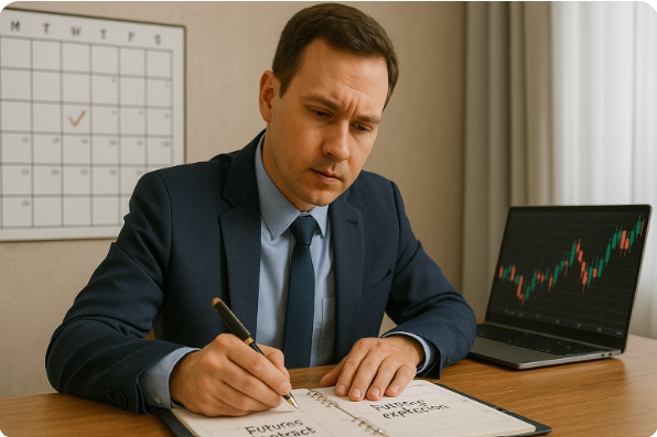 선물옵션 일정 관리하는 주식투자자 모습