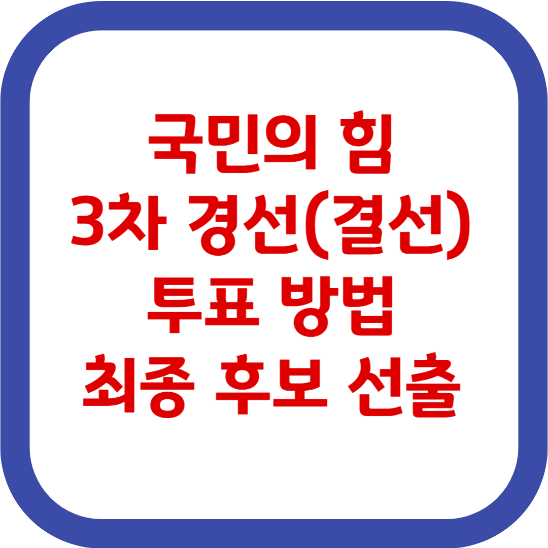 국민의 힘 3차 경선(결선) 투표 방법 최종 후보 선출