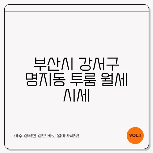 부산시 강서구 명지동 투룸 월세 시세, 가격비교