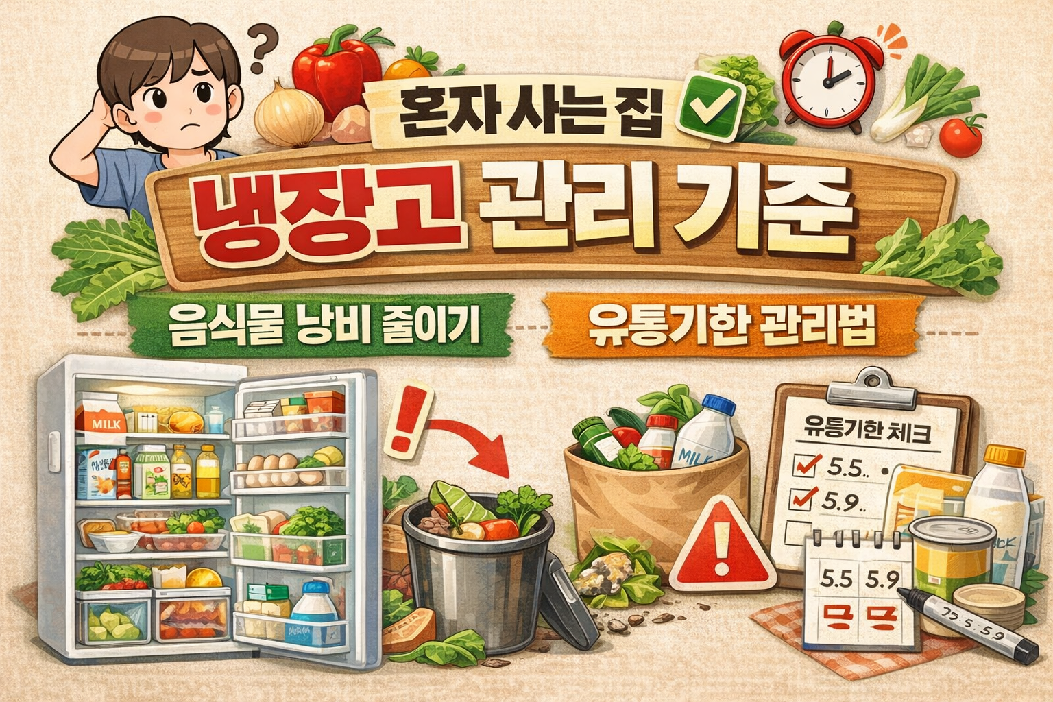 혼자 사는 집 냉장고 관리 기준– 음식물 낭비 줄이기 / 유통기한 관리법