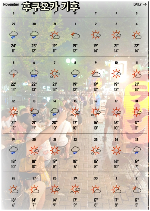 후쿠오카 11월 날씨