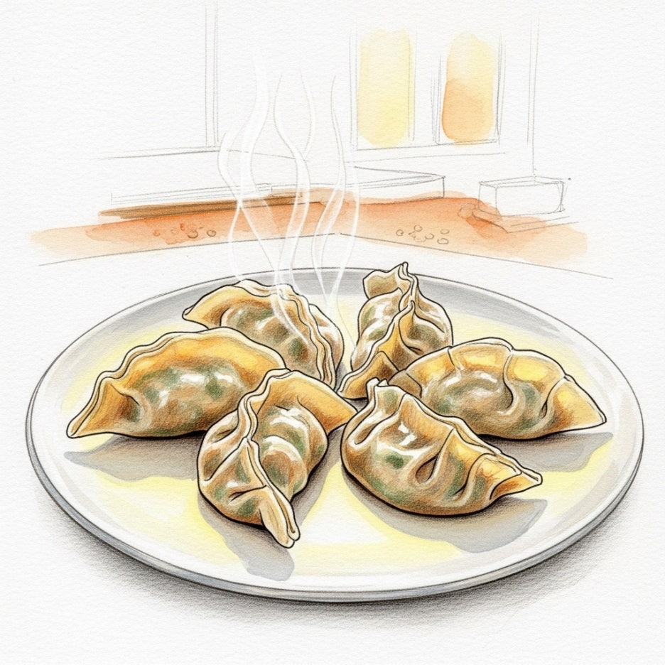 김이 모락모락 나는 먹음직스러운 손만두