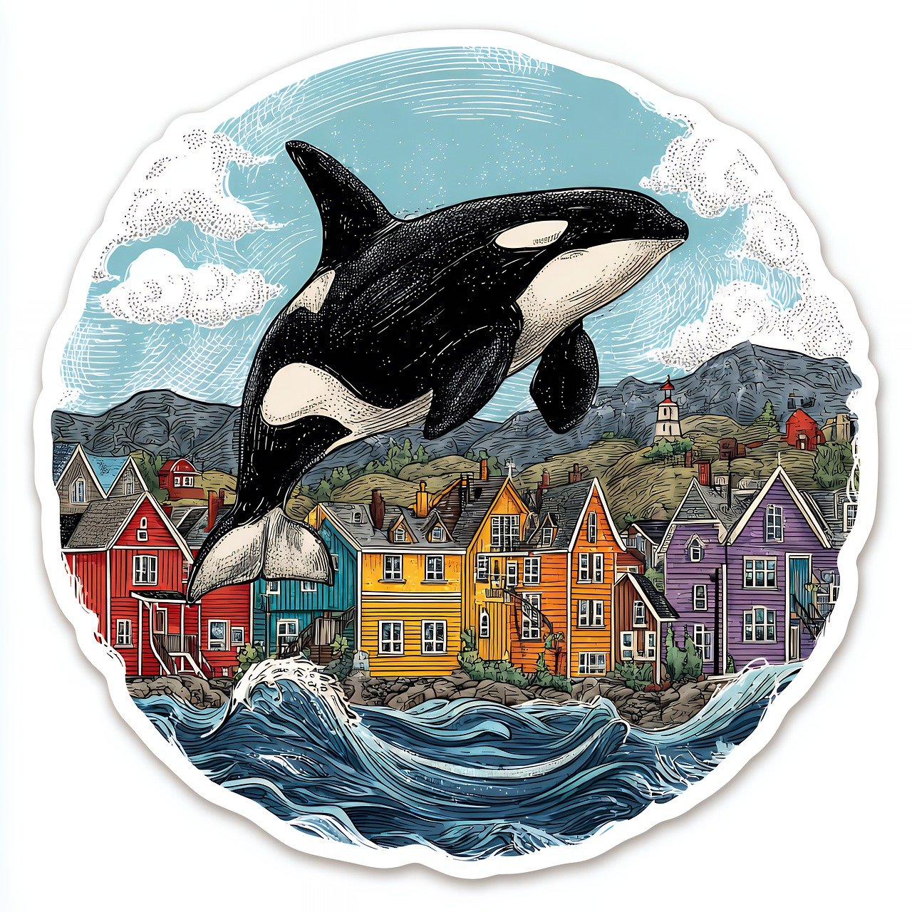 고래와 마을 사진