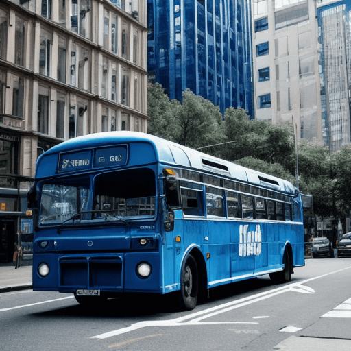 고속도로를 달리고있는 파란색 버스