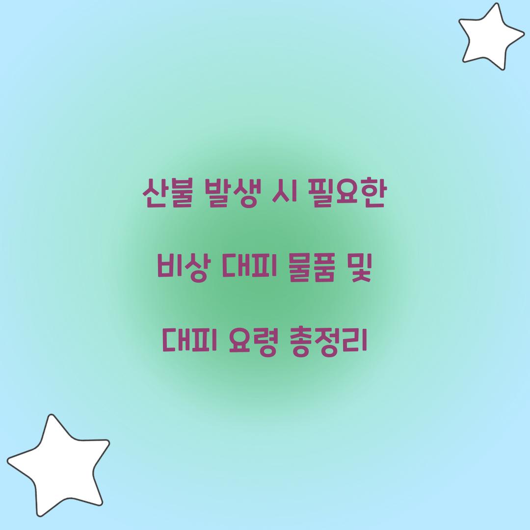 산불 발생 시 필요한 비상 대피 물품