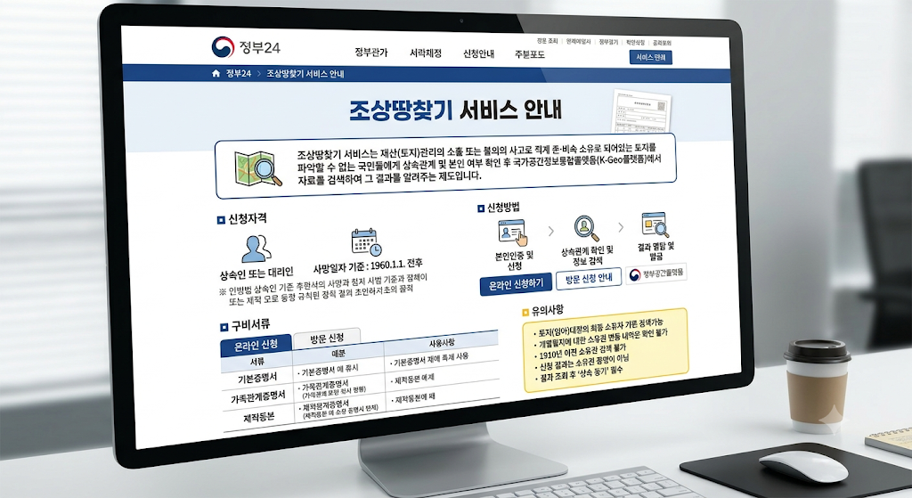 조상 땅 찾기 서비스 조회 방법