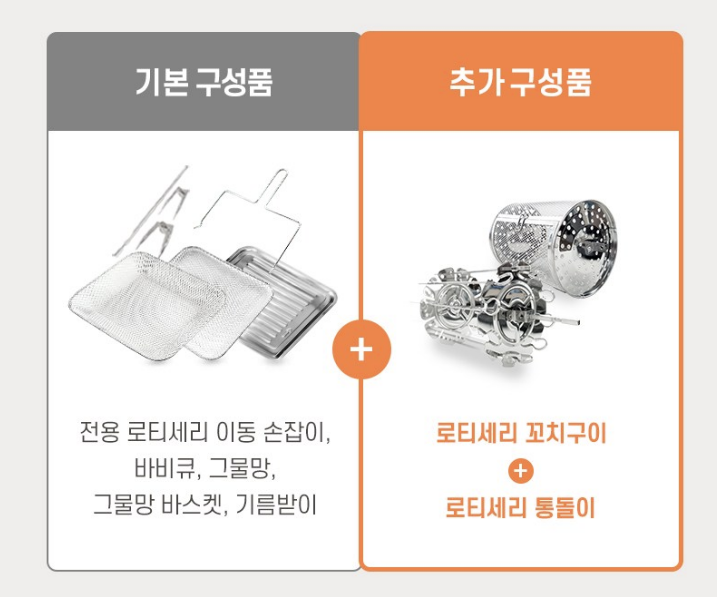 아이닉 에어프라이어 기본구성품 및 추가구성품