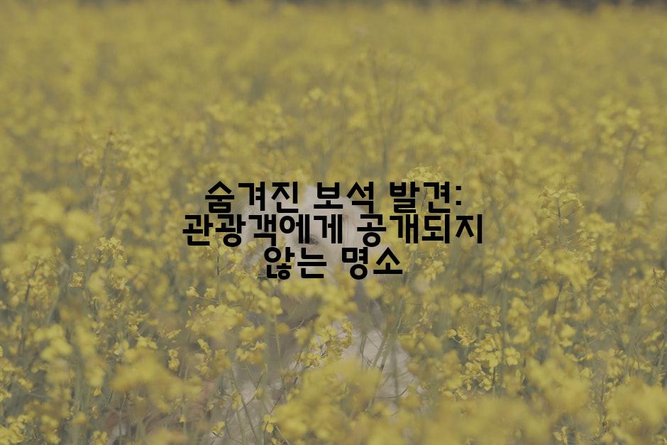 숨겨진 보석 발견: 관광객에게 공개되지 않는 명소