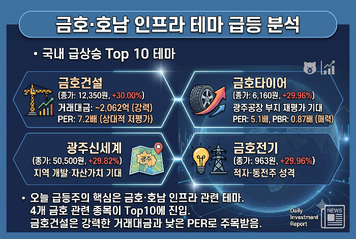 금호건설 및 금호타이어 주가 급등 원인 분석 이미지