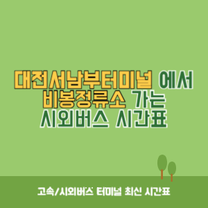 대전서남부터미널에서 비봉정류소 가는 시외버스 시간표 최신정보