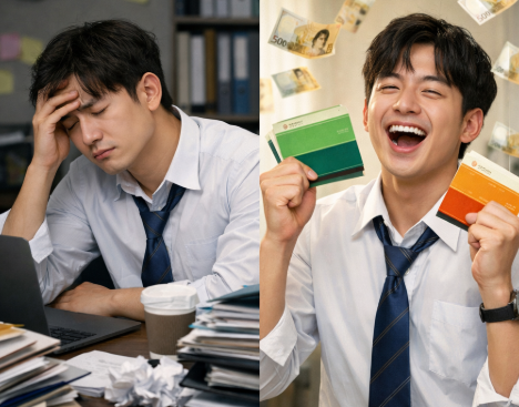 사회초년생이 재무 관리를 열심히 해 돈이 늘어나는 기쁨을 느끼는 사진