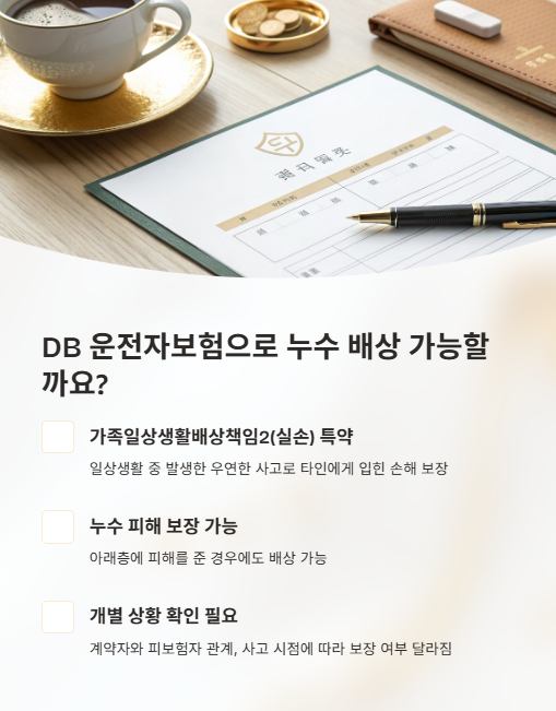 db운전자보험으로 누수 배상 가능할까요?