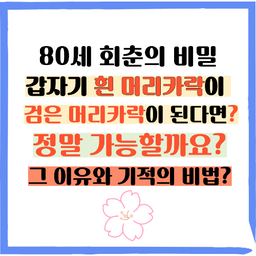 80세 회춘의 비밀 깜짝 놀맀습니다 제가 아는 연세가 80대 후반이신 분의 머리카락이 검은 색으로 자라나서~ 노년에 갑자기 검은 머리가 자라는 진짜 이유와 기적의 식단 매뉴얼