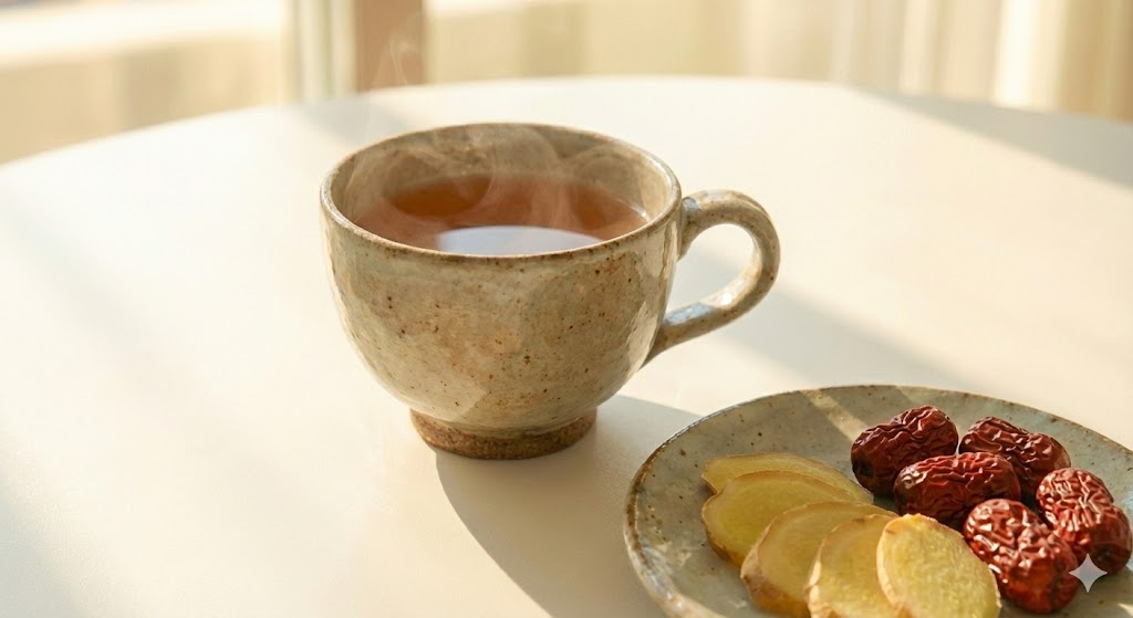 생강의 자극을 중화하고 기혈 순환을 돕는 생강 대추차의 영양 궁합 및 천연 항생제 효능