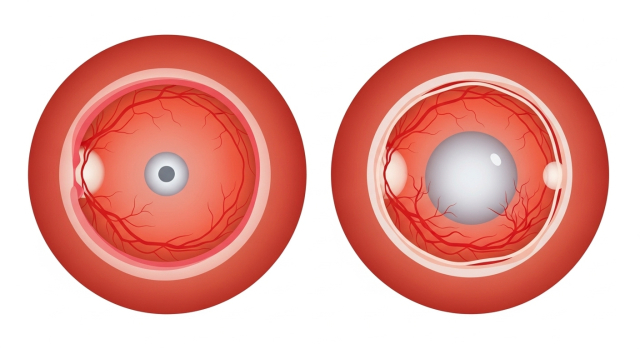 녹내장, 정상 시신경 유두와 컵이 커진 시신경 비교